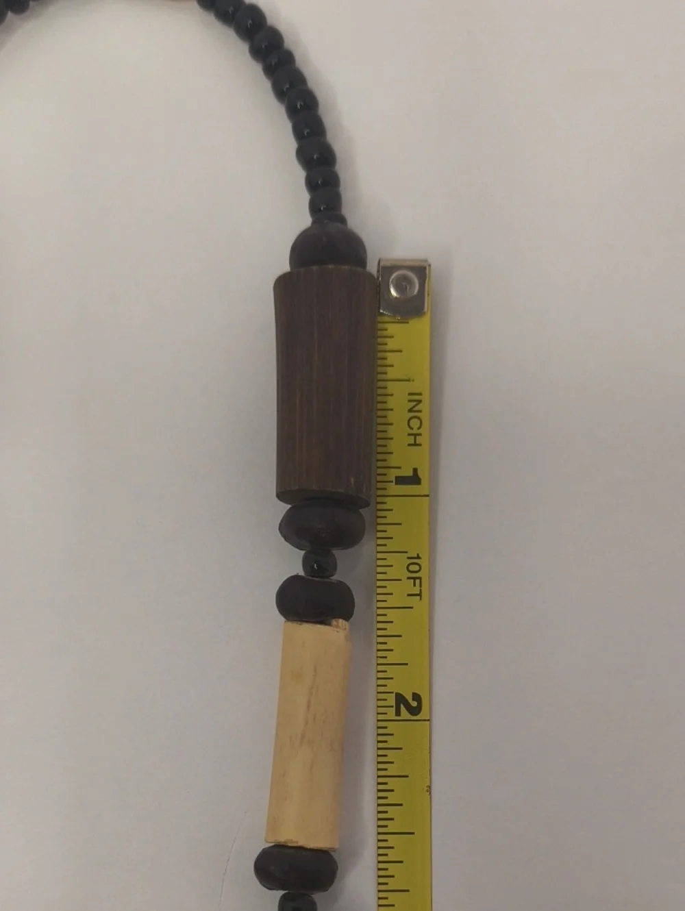 Natural Wood Bead Necklace Vintage Barrel Clasp